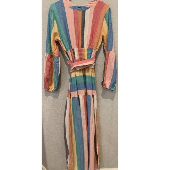 Billabong x Sincerely Jules Mix It Up Dress Rainbow Boho Maxi Size Small - Picture 4 of 4